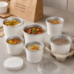 aluminum foil lined paper soup bowls used for hot soup noodles porridge stew and takeaway meals