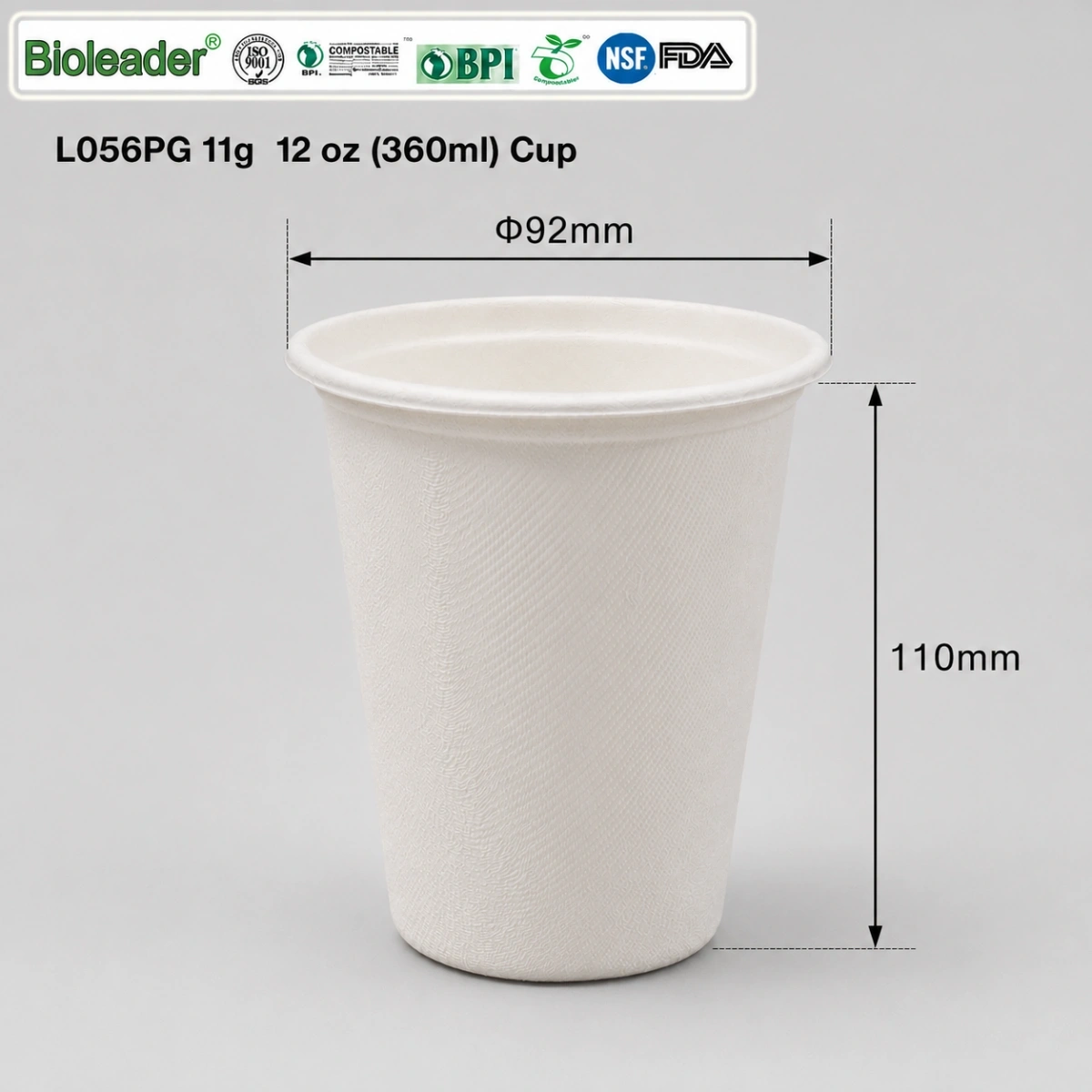 Compostable Sugarcane Bagasse Fiber Pulp Cups 12oz 360ml Compostable sugarcane bagasse fiber pulp cups 12oz 360ml with matching lids
