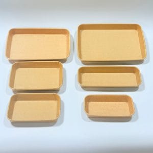 kraft paper sushi tray with clear PET dome lid for takeaway sushi and retail food display