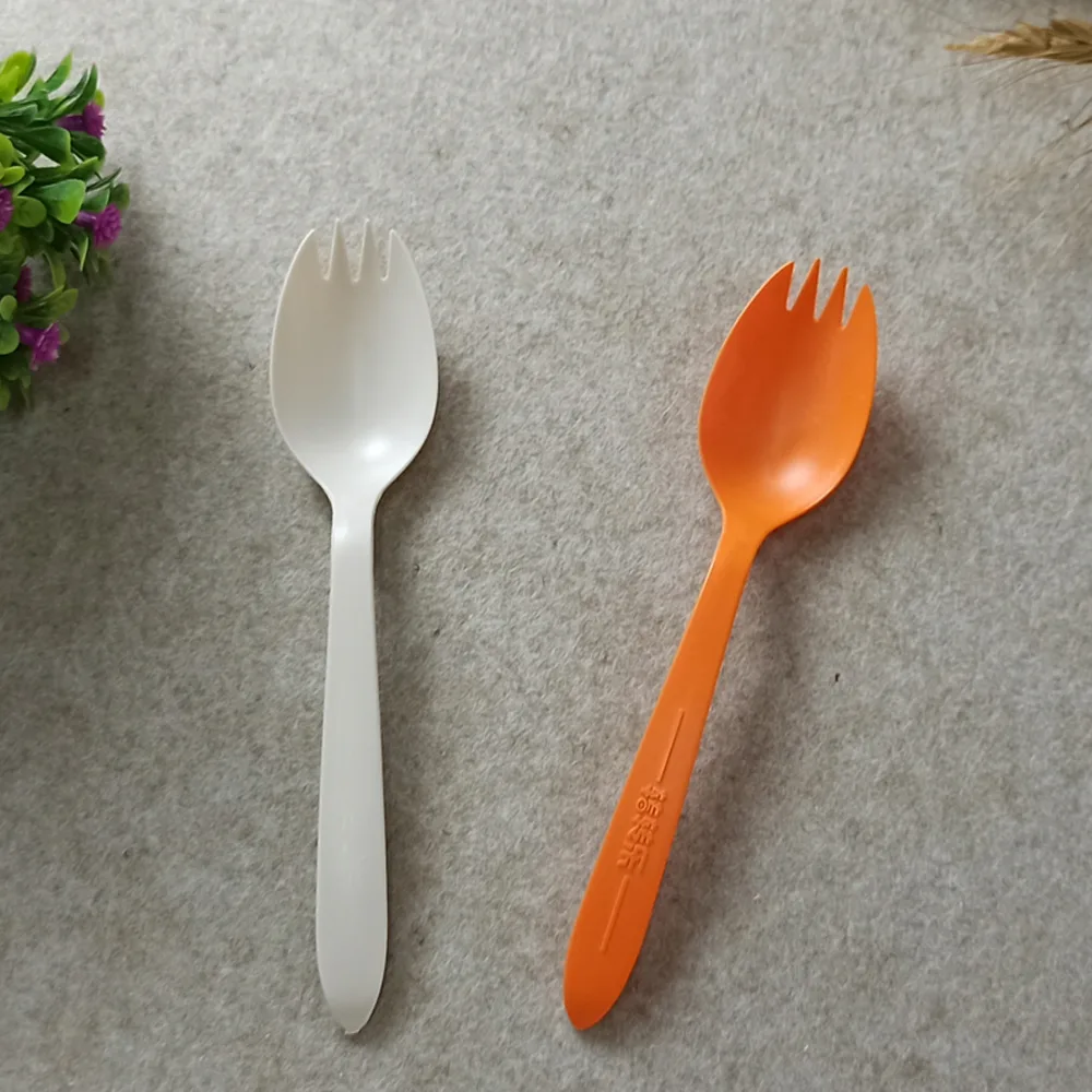 Spork biodégradable en amidon de maïs pour la restauration jetable et les repas à emporter