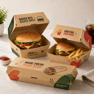 Fabricant en gros de boîtes à hamburger en papier kraft et blanc personnalisées
