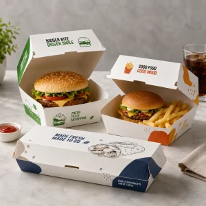 Boîte alimentaire en papier rectangulaire pour hot-dogs, sandwichs et à emporter