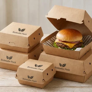 Impression de logo personnalisé sur boîtes à burger en kraft et en papier blanc