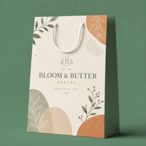 Sacs en papier personnalisés avec poignées en corde pour l'emballage alimentaire haut de gamme de boulangerie, de restauration, de cadeaux et de vente au détail