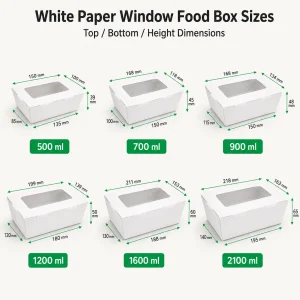Boîtes alimentaires en papier personnalisées avec fenêtre en plusieurs tailles, formes et structures