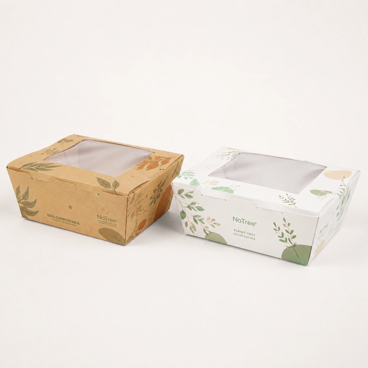 Boîtes alimentaires en papier blanc et kraft imprimées personnalisées avec marquage à fenêtre