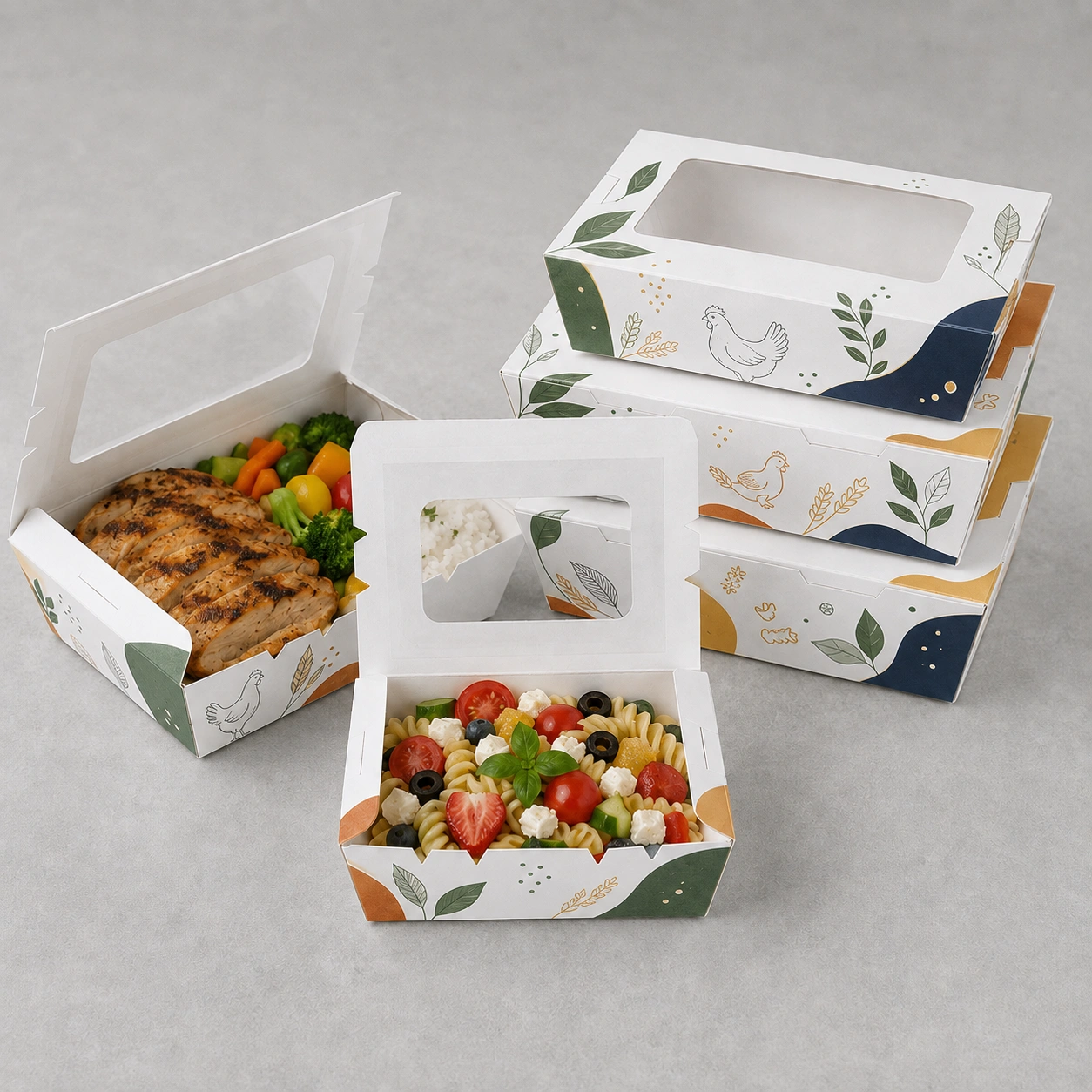 Boîtes alimentaires kraft à fenêtre pour café, restauration, vente au détail et emballage à emporter
