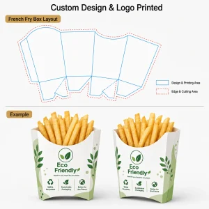 Impression de logo personnalisé sur gobelets à frites en kraft et en papier blanc