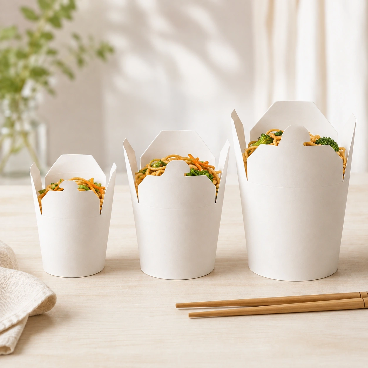 Barquettes en papier pour nouilles, utilisées pour le riz à emporter et le service de plats chauds