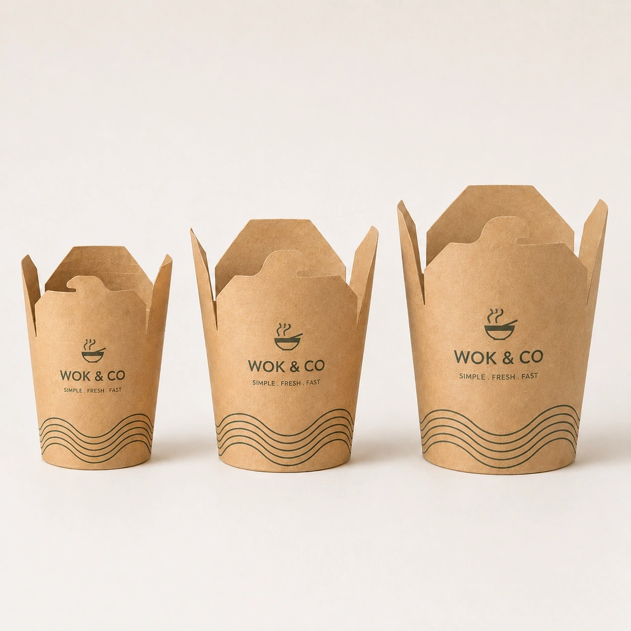 Barquettes à nouilles en papier imprimées sur mesure avec marquage du logo