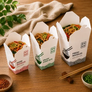 Boîtes à nouilles en papier personnalisées pour repas à emporter et livrés