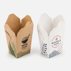 Options d'impression personnalisées pour boîtes à nouilles en papier kraft et blanc