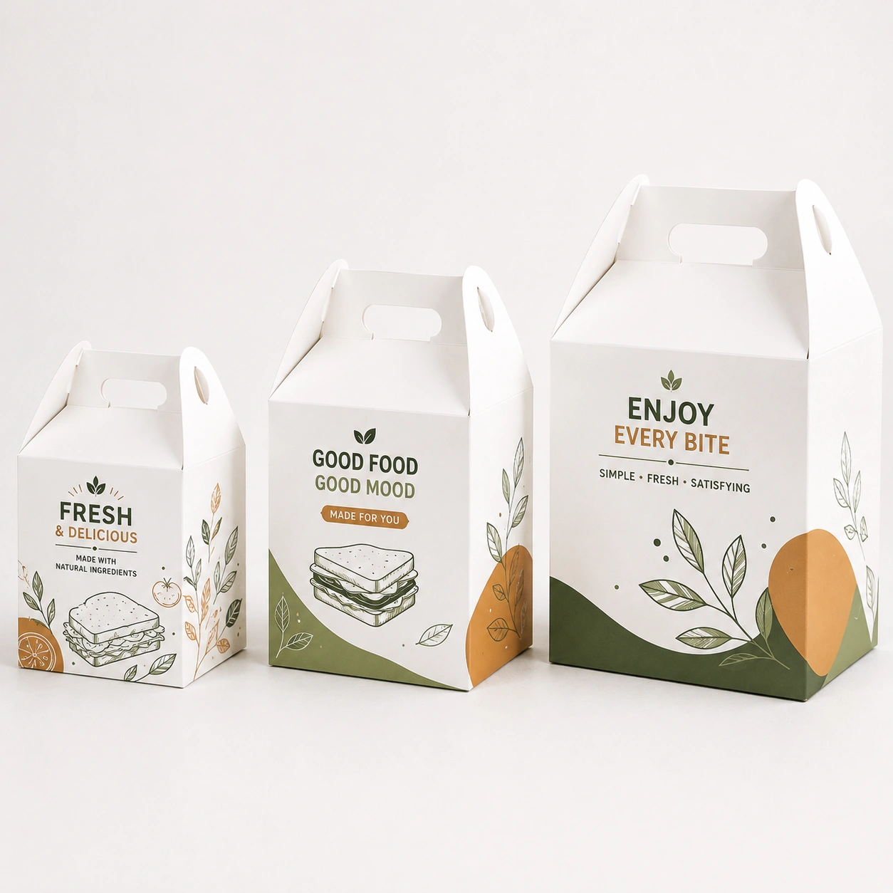 Boîte alimentaire à anse imprimée personnalisée Boîte alimentaire à anse imprimée personnalisée avec logo pour la vente à emporter et la restauration