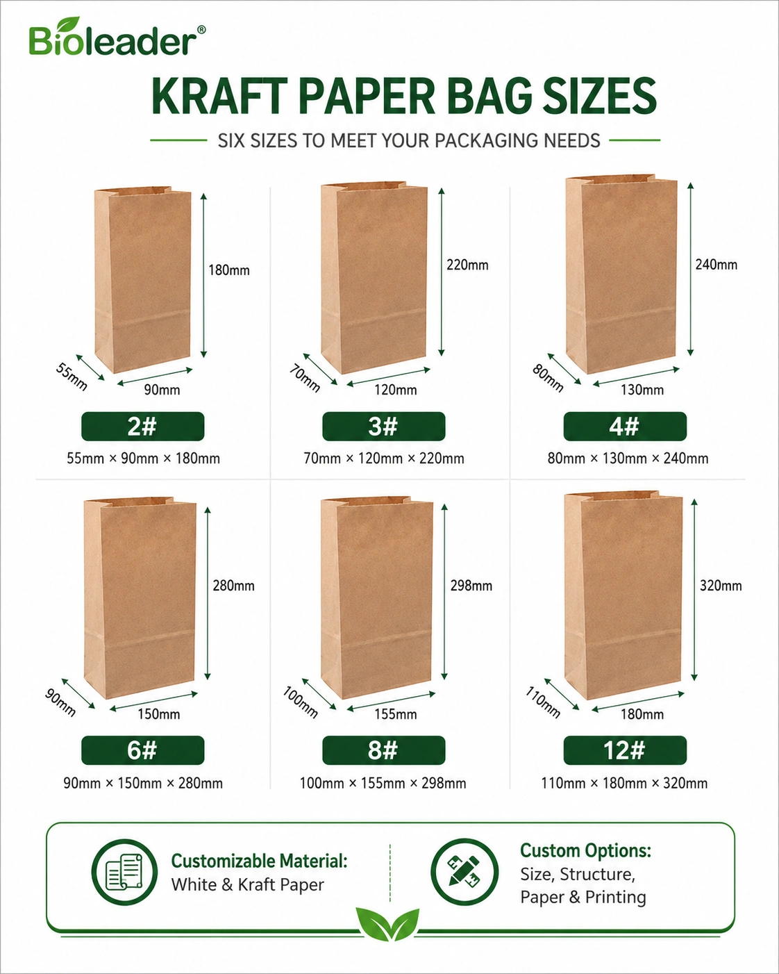 Custom printed paper bread and bakery bags with different styles sizes and printing options