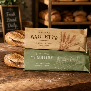 Custom printed white paper bakery bags for branded bread pastry and food packaging