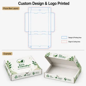 Impression de logo personnalisé sur boîtes à pizza en carton ondulé kraft et blanc