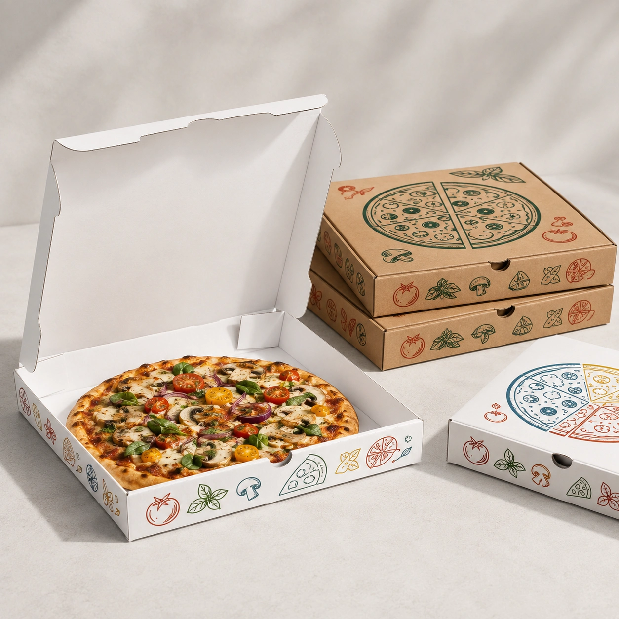 Boîtes à pizza imprimées sur mesure – Fabricant et grossiste Présentation du produit du fabricant et grossiste de boîtes à pizza imprimées sur mesure
