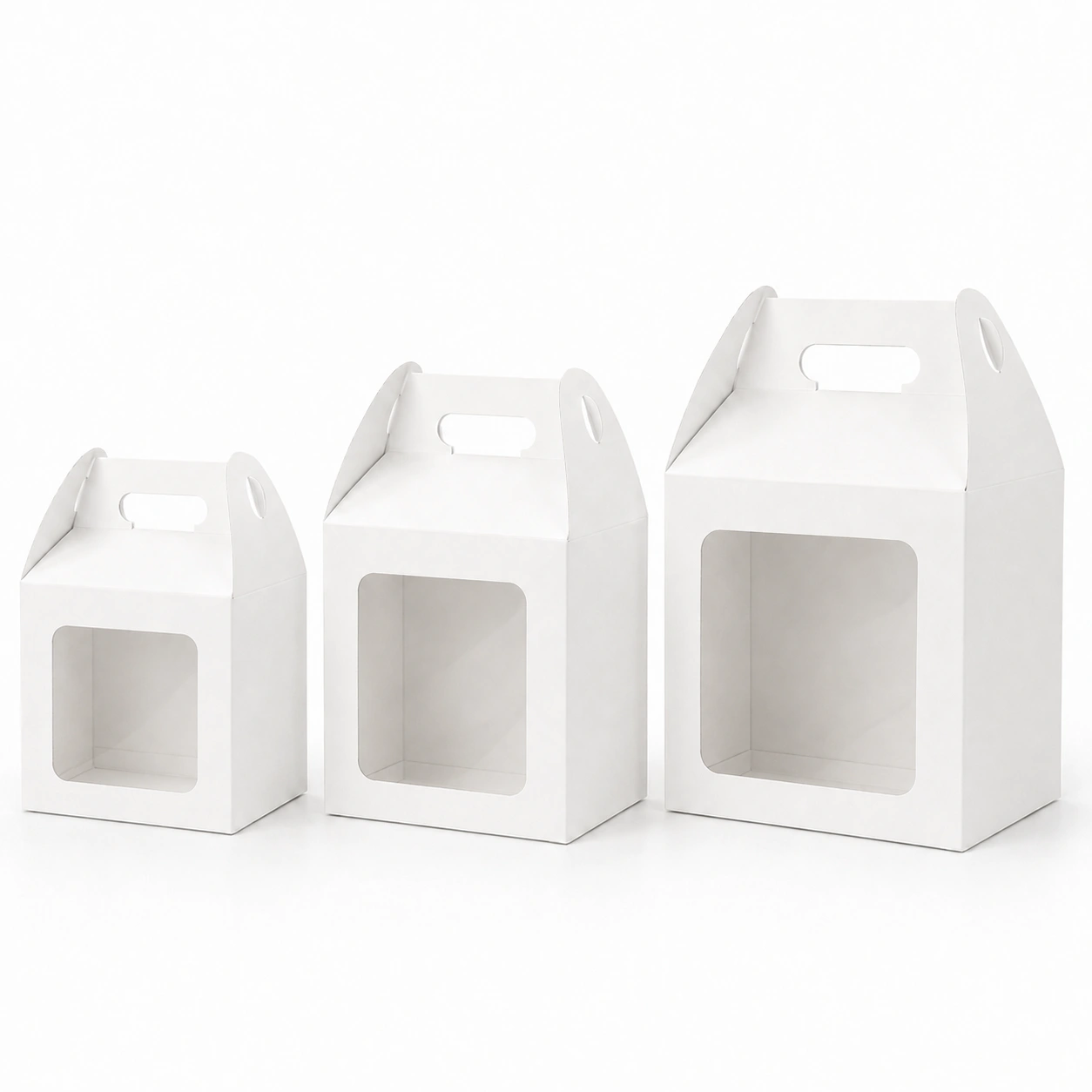 Boîtes en papier blanc personnalisées avec fenêtre et poignée Boîtes alimentaires en papier blanc personnalisées avec fenêtre et poignée pour l'emballage alimentaire de marque