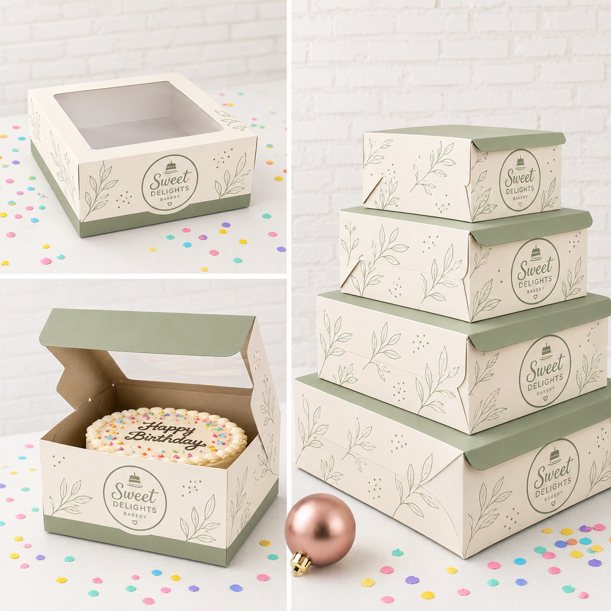Boîte de boulangerie en papier avec fenêtre Boîte de boulangerie en papier avec fenêtre pour gâteaux, pâtisseries, biscuits et emballage de boulangerie à emporter