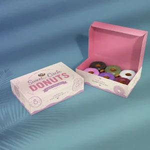 Boîte à beignets en papier avec couvercle à charnière pour beignets, pâtisseries et emballage de boulangerie à emporter