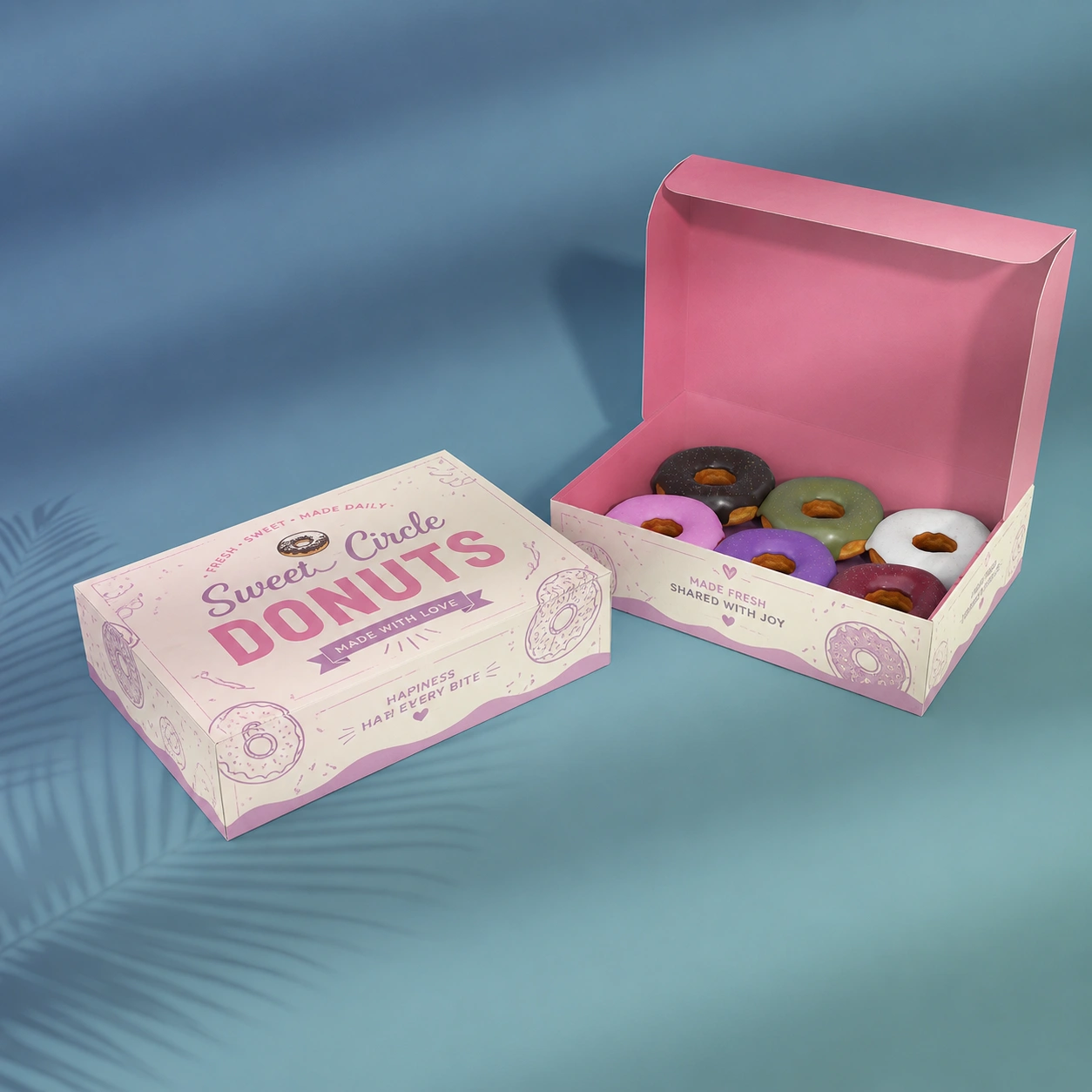 Boîte à beignets en papier avec couvercle articulé Boîte à beignets en papier avec couvercle à charnière pour beignets, pâtisseries et emballage de boulangerie à emporter