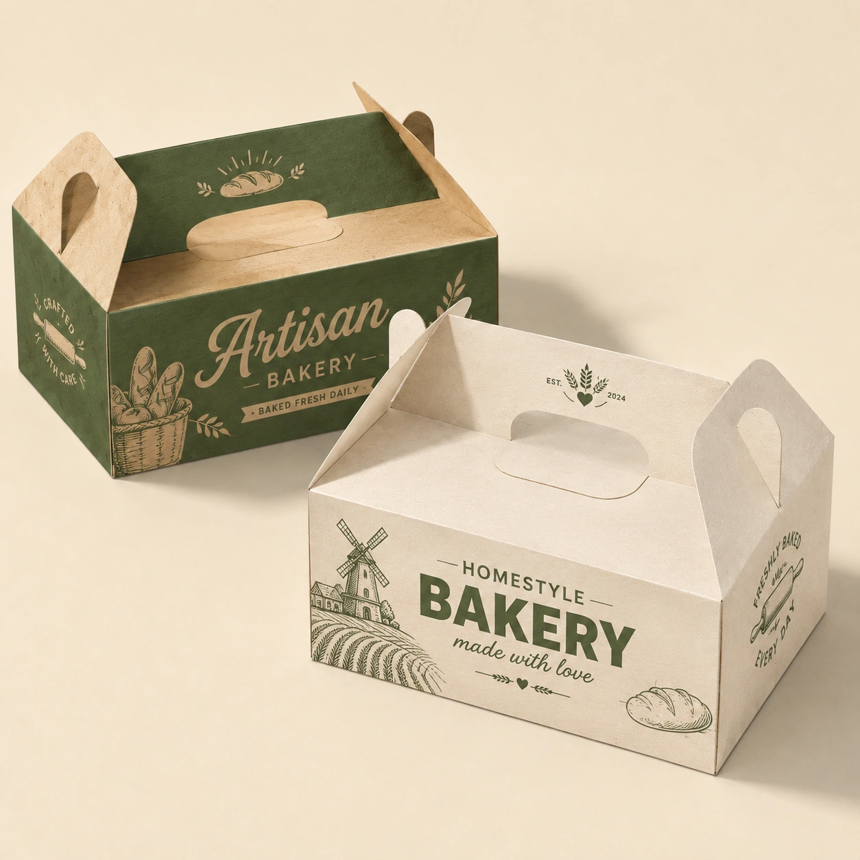 Boîte alimentaire à anse en papier avec poignée Boîte d'emballage alimentaire en papier à anse avec poignée pour repas à emporter, restauration et événements