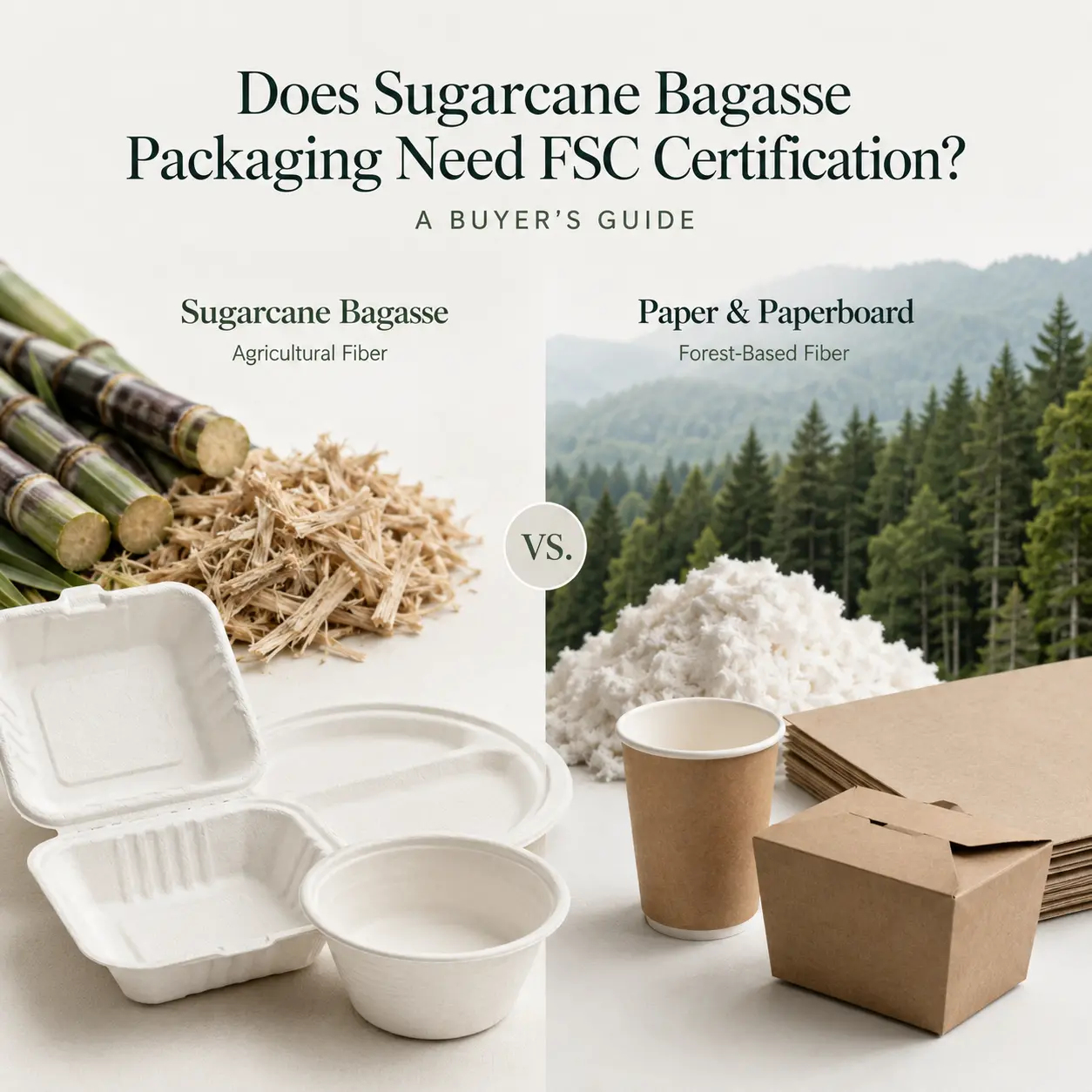 Sugarcane bagasse packaging compared with forest-based paper and paperboard to explain FSC certification relevance