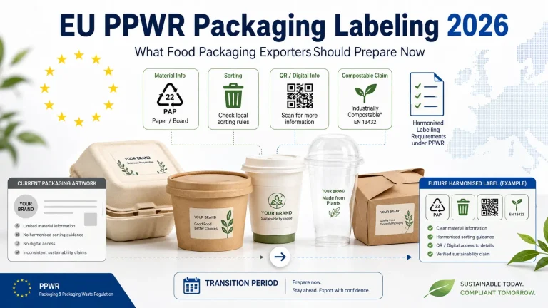 Requisitos de Rotulagem de Embalagens da UE PPWR 2026: O Que os Exportadores de Embalagens Alimentares Devem Preparar Agora