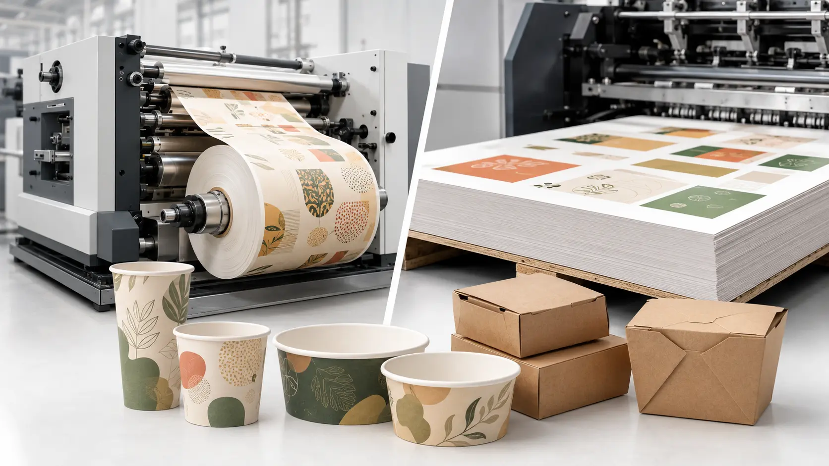 Flexo vs Offset Printing for Paper Food Packaging Flexo vs offset printing for paper cups bowls and kraft paper food boxes