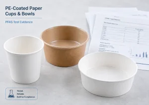 PE-beschichtete Papierbecher und -schalen mit PFAS-Testerngebnissen für Käufer von Lebensmittelverpackungen