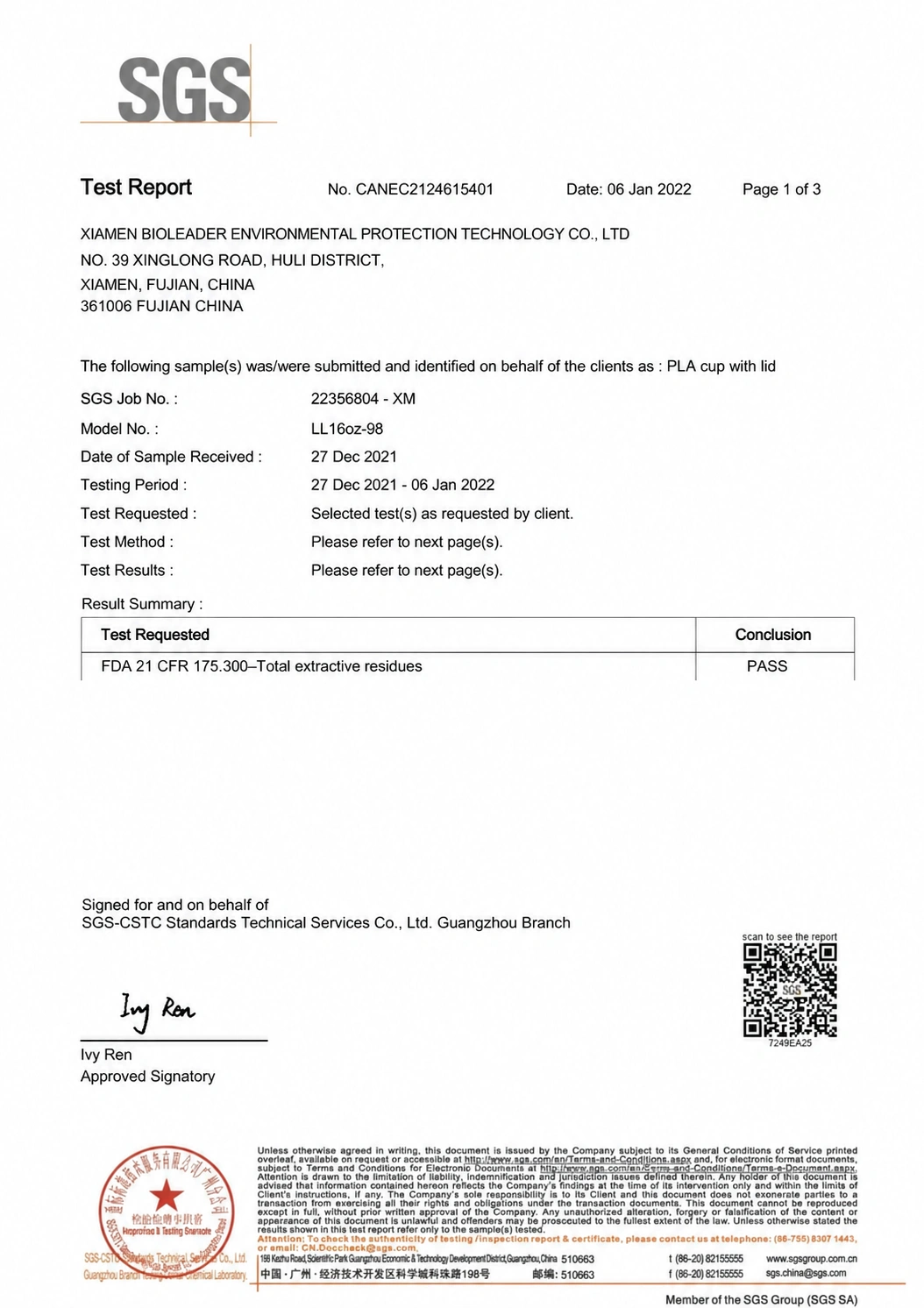 FDA-21CFR-SGS-Compostable-PLA-Cups-Certificate