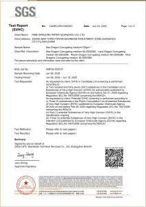 PPWR SGS REACH SVHC – carta media per ondulazione