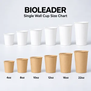 مقاسات أكواب الورق أحادية الجدار بطلاء مائي الأساس من 3oz إلى 20oz