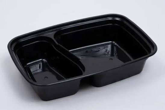 Plastic food container used as a reference for conversion to compostable molded fiber packaging