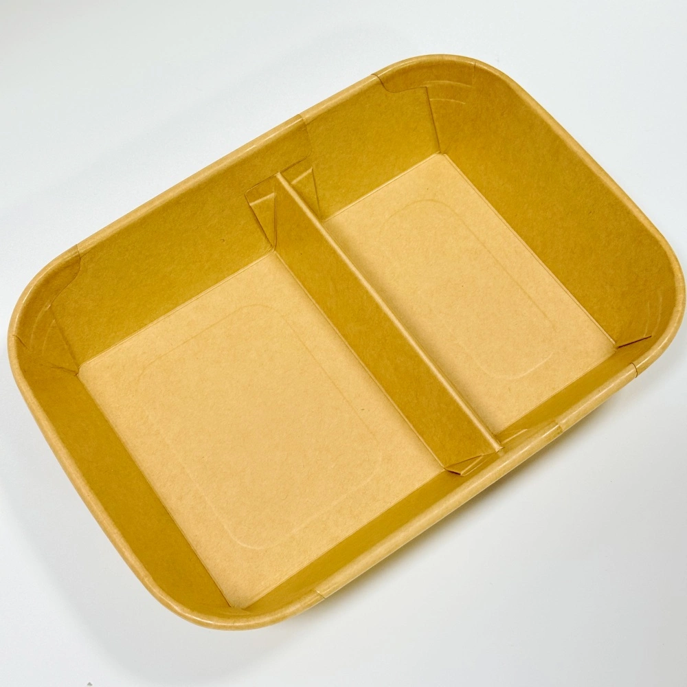 1080ml 2 contenitore rettangolare per pranzo in carta a scomparti
