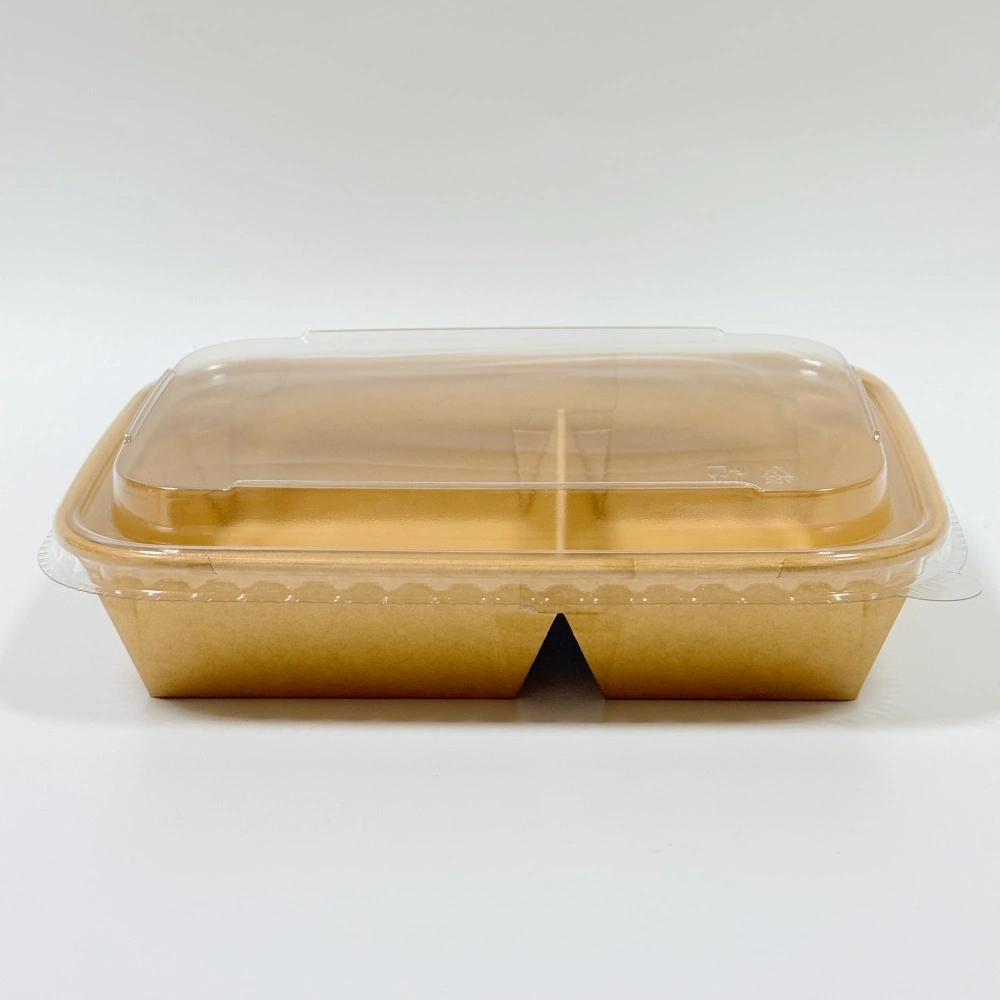 contenitore da asporto rettangolare in carta con divisori da 1080ml