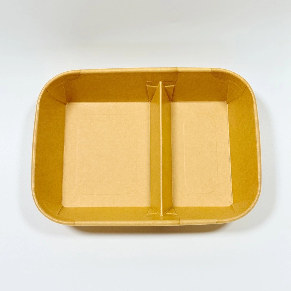 Contenitore alimentare da asporto in carta rettangolare a 1080ml 2 scomparti contenitore alimentare da asporto rettangolare in carta a 1080ml 2 scomparti