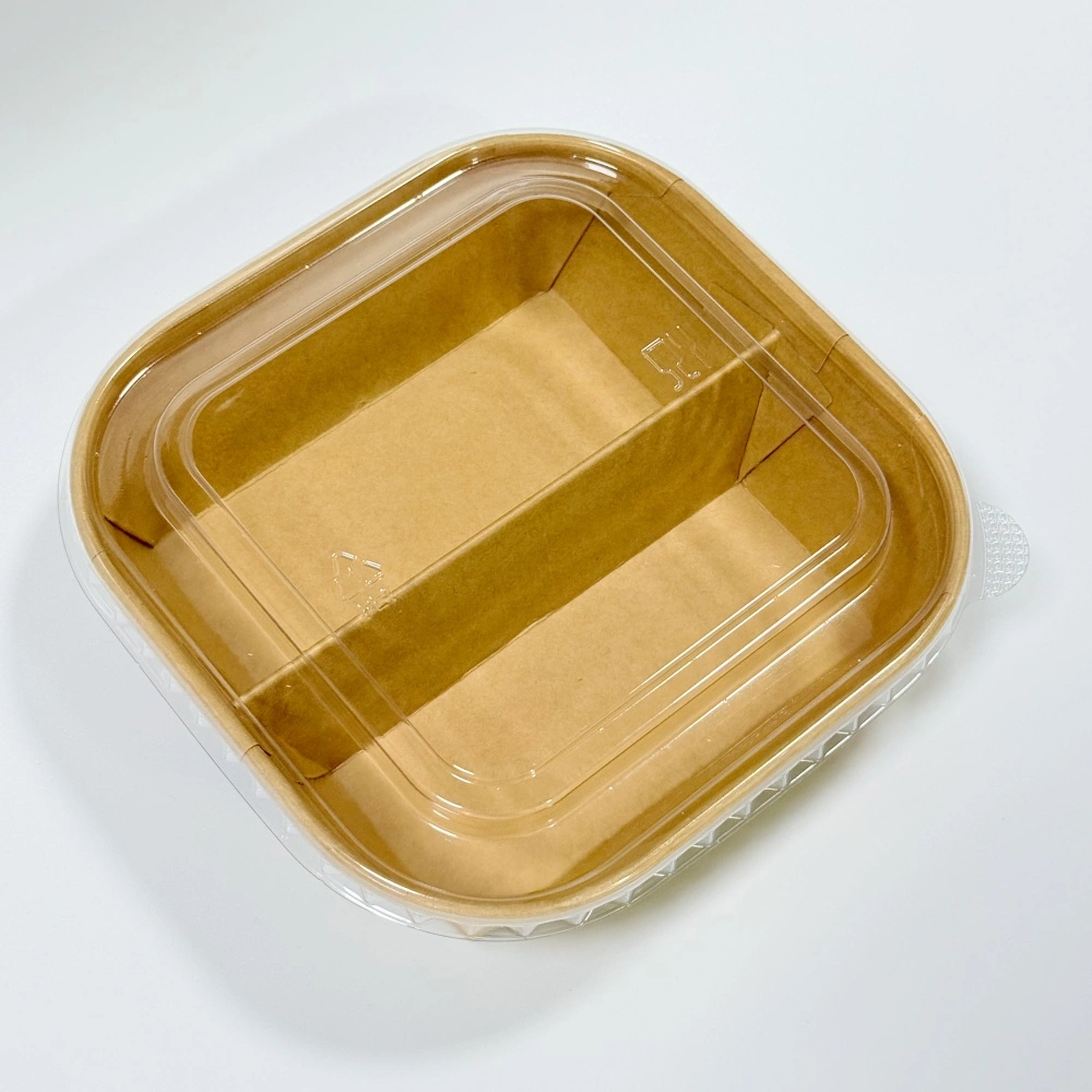 contenitore quadrato per alimenti da asporto in carta kraft con coperchio
