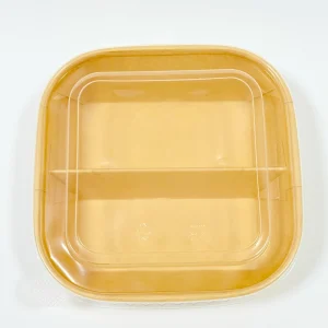 Scatola per pasti quadrata in carta kraft e bianca a 900ml scomparti  2 con coperchi in PP
