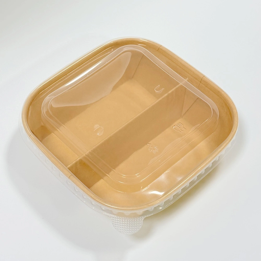 900ml contenitore alimentare diviso in carta kraft e bianca per asporto