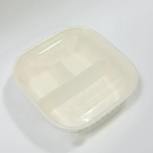 Coperchio per scatola per snack e dessert da asporto in carta kraft e bianca a 900ml 3 scomparti con coperchi PP