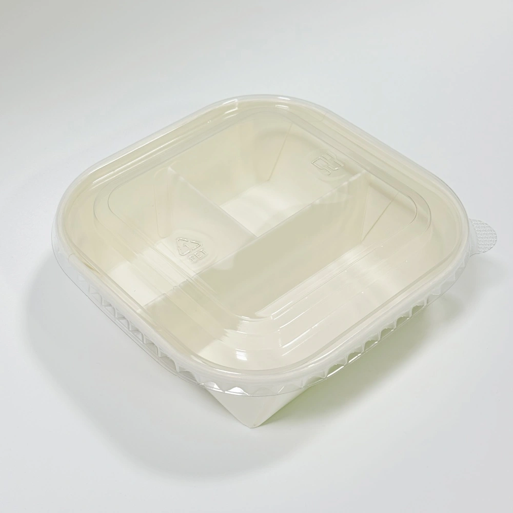contenitore per snack da asporto in carta kraft quadrato con scomparti