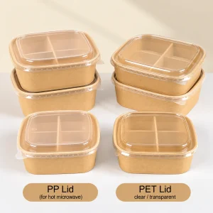 scatola per snack e dessert in carta a 900ml scomparti con coperchio trasparente in PET e PP  4
