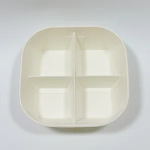 scatola da asporto quadrata divisa per snack e dessert in carta kraft e bianca