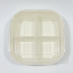 scatola per snack e dessert in carta a 900ml scomparti con coperchio trasparente in PET  4
