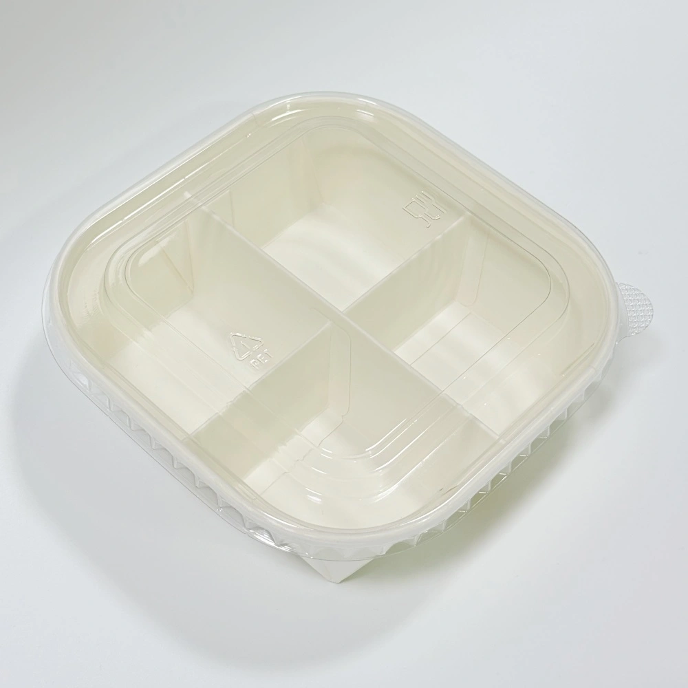 design diviso della scatola quadrata per snack in carta kraft a 900ml scomparti  4