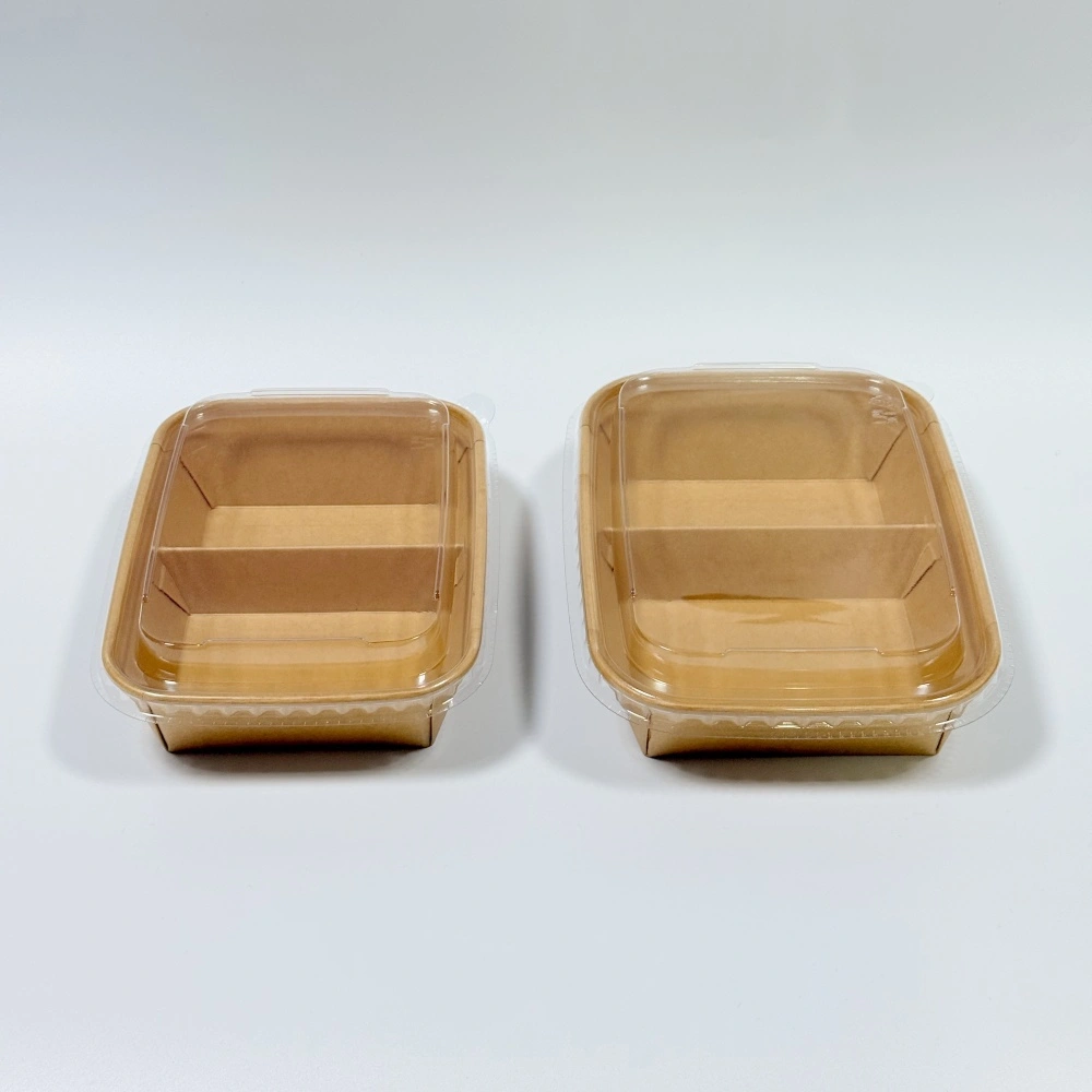 contenitore alimentare rettangolare in carta con divisori per pasti da asporto