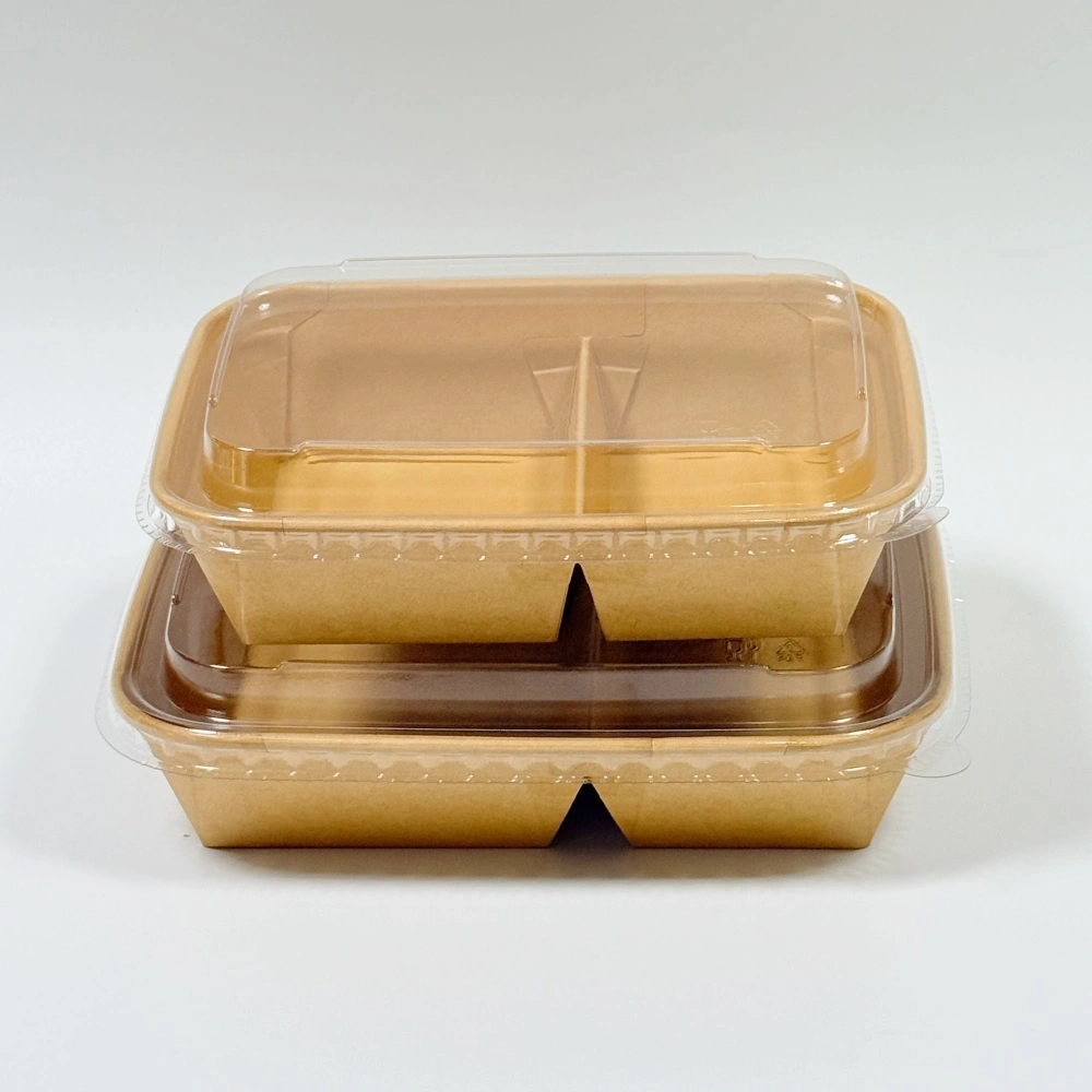 contenitore alimentare per pranzo in carta kraft e bianca a 2 scomparti