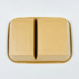 scatola per il pranzo rettangolare in carta kraft a  2 scomparti 930ml